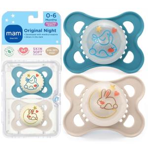 image:imageMAM Original Baby Pacifiers 06 Months Binky for Newborn Babies BPAFree Skin Soft Silicone Nipple Glows in The Dark Developed with Medical Experts 2 Count Made in EuropeBlue TealCotton
