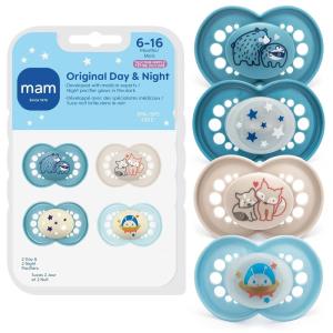 image:imageMAM Original Baby Pacifiers 06 Months Binky for Newborn Babies BPAFree Skin Soft Silicone Nipple Glows in The Dark Developed with Medical Experts 3 Count Made in EuropeBlue TealBlue SkyCotton