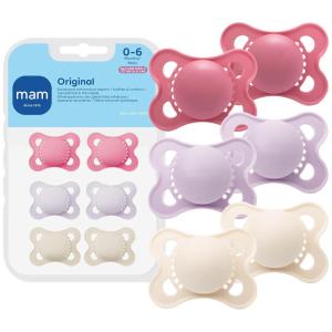 image:imageMAM Original Matte Baby Pacifiers 06 Months Binky for Newborn Babies BPAFree Skin Soft Silicone Nipple Easy to Clean Developed with Medical Experts 2 Count With Sterilizer Case Made in EuropeRose Pink Purple IrisCotton