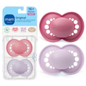 image:imageMAM Original Matte Baby Pacifiers 16 Months Binky for Newborn Babies BPAFree Skin Soft Silicone Nipple Easy to Clean Developed with Medical Experts 4 Count With Sterilizer Case Made in EuropeRose PinkPurple Iris