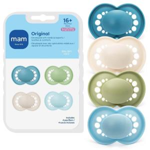 image:imageMAM Original Matte Baby Pacifiers 16 Months Binky for Newborn Babies BPAFree Skin Soft Silicone Nipple Easy to Clean Developed with Medical Experts 4 Count With Sterilizer Case Made in EuropeBlue  Pale Mint  Beige