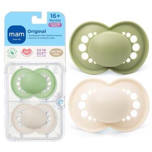 image:imageMAM Original Matte Baby Pacifiers 16 Months Binky for Newborn Babies BPAFree Skin Soft Silicone Nipple Easy to Clean Developed with Medical Experts 4 Count With Sterilizer Case Made in EuropePeppermint GreenCotton