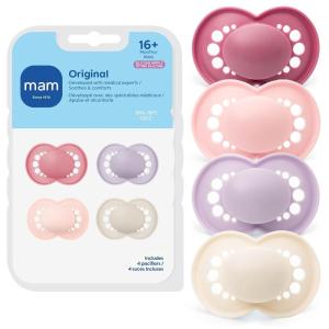 image:imageMAM Original Matte Baby Pacifiers 16 Months Binky for Newborn Babies BPAFree Skin Soft Silicone Nipple Easy to Clean Developed with Medical Experts 4 Count With Sterilizer Case Made in EuropePink  Purple  Yellow  Beige