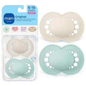 image:imageMAM Original Matte Baby Pacifiers 616 Months Binky for Newborn Babies BPAFree Skin Soft Silicone Nipple Easy to Clean Developed with Medical Experts 2 Count With Sterilizer Case Made in EuropePeppermint GreenCotton