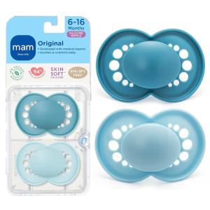 image:imageMAM Original Matte Baby Pacifiers 616 Months Binky for Newborn Babies BPAFree Skin Soft Silicone Nipple Easy to Clean Developed with Medical Experts 2 Count With Sterilizer Case Made in EuropeBlue TealBlue Sky