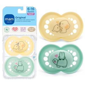 image:imageMAM Original Matte Baby Pacifiers 616 Months Binky for Newborn Babies BPAFree Skin Soft Silicone Nipple Easy to Clean Developed with Medical Experts 2 Count With Sterilizer Case Made in EuropeButter Yellow Pale mint