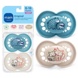 image:imageMAM Original Matte Baby Pacifiers 616 Months Binky for Newborn Babies BPAFree Skin Soft Silicone Nipple Easy to Clean Developed with Medical Experts 2 Count With Sterilizer Case Made in EuropeBlue TealCotton