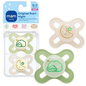 image:imageMAM Original Start Baby Pacifiers 03 Months BPAFree Skin Soft Silicone Nipple Glows in The Dark Developed with Medical Experts Specially for Smaller Newborn Mouths 2 Pk with Sterilizer CaseGreenteaLinen