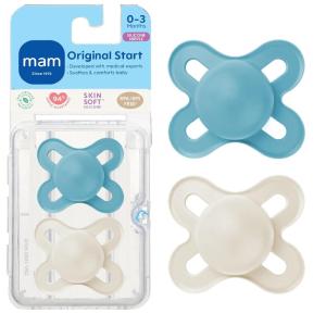 image:imageMAM Original Start Baby Pacifiers 03 Months BPAFree Skin Soft Silicone Nipple Glows in The Dark Developed with Medical Experts Specially for Smaller Newborn Mouths 4 Pk Made in EuropeTeal  Cotton