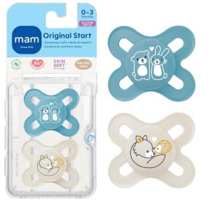 image:imageMAM Original Start Matte Baby Pacifiers 03 Months BPAFree Skin Soft Silicone Nipple Developed with Medical Experts Specially for Smaller Newborn Mouths Easy to Clean 2 Pk with Sterilizer CaseBlue TealCotton