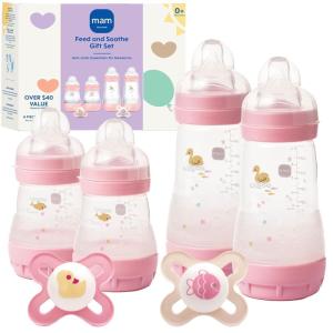 image:imageMAM Easy Start AntiColic Baby Bottle Starter Set  4 Self Sterilizing Bottles 5oz amp 9oz  2 Newborn Pacifiers Breastfed Baby Feeding Gift SetGirl