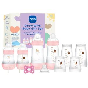 image:imageMAM Grow with Baby AntiColic Bottle Set  4 Easy Start Bottles 5oz amp 9oz with Trainer Handles amp Spout Comfort Newborn Pacifier Extra Bottle Bodies amp Nipples SelfSterilizing Baby Feeding SystemFairy Dust