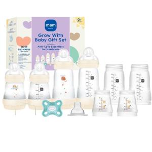 image:imageMAM Grow with Baby AntiColic Bottle Set  4 Easy Start Bottles 5oz amp 9oz with Trainer Handles amp Spout Comfort Newborn Pacifier Extra Bottle Bodies amp Nipples SelfSterilizing Baby Feeding SystemUnisex
