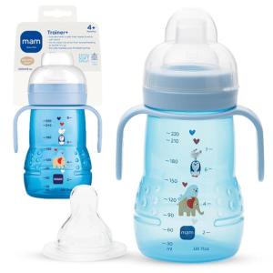 image:imageMAM Trainer Sippy Cup for Toddlers 13 8 oz Transition Drinking Cup with ExtraSoft Spout SpillFree Nipple and NonSlip Handles for Boys 4 Months 1 CountBlue