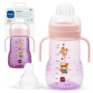 image:imageMAM Trainer Sippy Cup for Toddlers 13 8 oz Transition Drinking Cup with ExtraSoft Spout SpillFree Nipple and NonSlip Handles for Boys 4 Months 1 CountPurple
