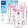 image:imageMAM Easy Active Baby Bottle 2 Pack 11oz BPA Free Fast Flow Silicone Nipple AntiSlip Grip LeakProof 4 Months Blue TealPurple Iris