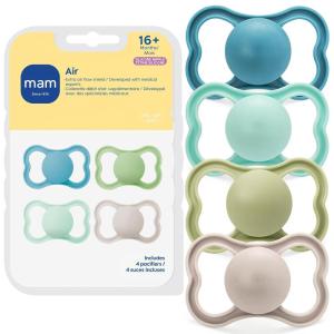 image:imageMAM Air Pacifier for Babies 16 Months Extra Air Flow for Sensitive Skin Developed with Medical Experts BPAFree Skin Soft Silicone 4 Count Made in EuropeBlue TealPeppermint GreenPale MintCotton
