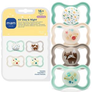 image:imageMAM Air Pacifier for Babies 16 Months Extra Air Flow for Sensitive Skin Developed with Medical Experts BPAFree Skin Soft Silicone 4 Count Made in EuropePeppermint GreenCottonShell