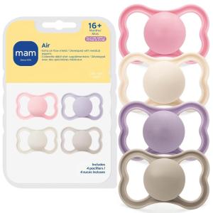 image:imageMAM Air Pacifier for Babies 16 Months Extra Air Flow for Sensitive Skin Developed with Medical Experts BPAFree Skin Soft Silicone 4 Count Made in EuropeFairy DustPurple IrisCottonShell