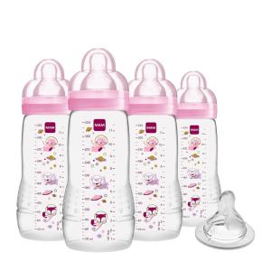 image:imageMAM Easy Active Baby Bottle 2 Pack 11oz BPA Free Fast Flow Silicone Nipple AntiSlip Grip LeakProof 4 Months Blue TealFairy Dust