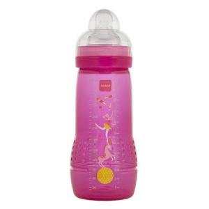 image:imageMAM Easy Active Baby Bottle 2 Pack 11oz BPA Free Fast Flow Silicone Nipple AntiSlip Grip LeakProof 4 Months Blue TealPurple Iris