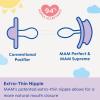 image:imageMAM Perfect Baby Pacifier 06 Months Extra Thin Nipple Developed with Orthodontists Clinically Proven Glows in The Dark BPAFree Silicone Pack of 2 Made in EuropeBlue  Beige