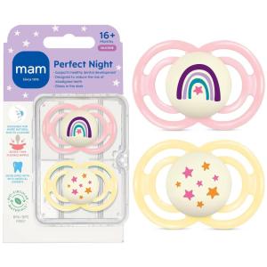 image:imageMAM Perfect Baby Pacifier 16 Months Extra Thin Nipple Developed with Orthodontists Clinically Proven Glows in The Dark BPAFree Silicone Pack of 2 Made in EuropeFairy DustButter Yellow
