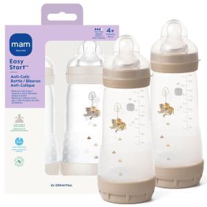 image:imageMAM 11oz Easy Start AntiColic Wide Neck Baby Bottle Fast Flow BreastfeedingLike Nipple Reduces Colic Gas amp Reflux Easy to Clean BPA Free 4 Months Made in Europe 2 PackCotton