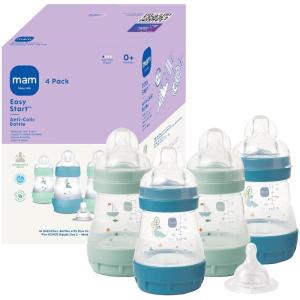 image:imageMAM 5oz Easy Start AntiColic Wide Neck Vented Baby Bottle Slow Flow BreastfeedingLike NippleReduces Colic Gas amp Reflux Easy Clean BPA Free0 Months Made in EuropeBonus Medium Flow NippleMintBlue Teal
