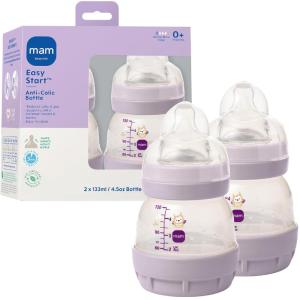 image:imageMAM 5oz Easy Start AntiColic Wide Neck Vented Baby Bottle Slow Flow BreastfeedingLike NippleReduces Colic Gas amp Reflux Easy Clean BPA Free0 Months Made in EuropeBonus Medium Flow NipplePurple Iris