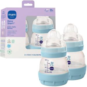 image:imageMAM 5oz Easy Start AntiColic Wide Neck Vented Baby Bottle Slow Flow BreastfeedingLike NippleReduces Colic Gas amp Reflux Easy Clean BPA Free0 Months Made in EuropeBonus Medium Flow NippleBlue Teal