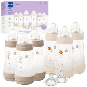 image:imageMAM 9oz Easy Start AntiColic Wide Neck Baby Bottle Medium Flow BreastfeedingLike Nipple Reduces Colic Gas amp Reflux Easy to Clean BPA Free 2 Months Bonus Fast Flow Nipple 4 PackCotton  Linen