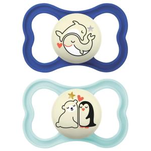 image:imageMAM Supreme Baby Pacifier Newborns 16 Months Developed with Orthodontists Extra Air Flow for Sensitive Skin Glows in The Dark BPAFree Silicone Sterilizer Case Pack of 2 Made in EuropeBlue TealBlue Sky