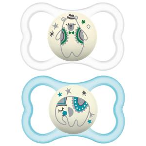 image:imageMAM Supreme Baby Pacifier Newborns 616 Months Developed with Orthodontists Extra Air Flow for Sensitive Skin Glows in The Dark BPAFree Silicone Sterilizer Case Pack of 2 Made in EuropeAnimal