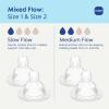 image:imageMAM Baby Bottle Nipple Mixed Flow Pack Slow Size 1 and Medium Flow Size 2 for Babies 0 Months Skin Soft BPA Free Silicone 94 Nipple Acceptance Fits All MAM Bottles 4 Pack Made in Europe1 Count Pack of 4