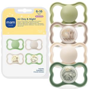 image:imageMAM Air Pacifier for Babies 616 Months Extra Air Flow for Sensitive Skin Glows in The Dark Developed with Medical Experts BPAFree Skin Soft Silicone 4 Count Made in EuropePeppermint GreenDuneLinen