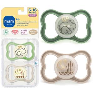 image:imageMAM Air Pacifier for Babies 616 Months Extra Air Flow for Sensitive Skin Glows in The Dark Developed with Medical Experts BPAFree Skin Soft Silicone 4 Count Made in EuropePeppermint  Cotton