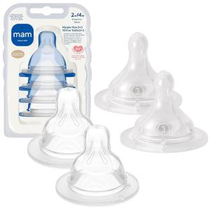 image:imageMAM Baby Bottle Nipple Mixed Flow Pack Slow Size 1 and Medium Flow Size 2 for Babies 0 Months Skin Soft BPA Free Silicone 94 Nipple Acceptance Fits All MAM Bottles 4 Pack Made in Europe1 Count Pack of 4