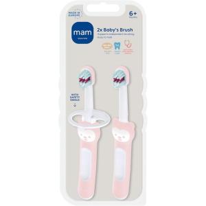 image:imageMAM Baby Toothbrush Training Brush 6 Months  Extra Soft Infant amp Toddler Toothbrush with Safety Shield Small Rounded Head for First Teeth amp Gums Indicator Bristles Non Slip Handle BPA FreePink