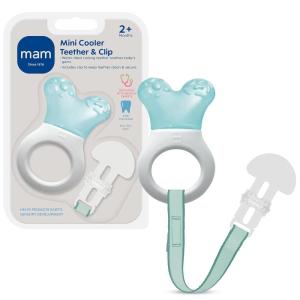 image:imageMAM Mini Cooler Baby Teether with Clip 2 Pack  Cooling Teething Rings for Teething Relief Lightweight EasyGrip Design Reaches Back Teeth Refrigerator Safe Infant Teething ToyBlue