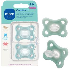 image:imageMAM Comfort Baby Pacifiers 312 Months Babies Lightweight OnePiece Full Silicone Binky BPAFree Nipple Easy to Clean Pacifier Best for Breastfed Babies 2 Count Sterilizer Case Made in EuropeGrey Green