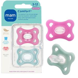 image:imageMAM Comfort Baby Pacifiers 312 Months Babies Lightweight OnePiece Full Silicone Binky BPAFree Nipple Easy to Clean Pacifier Best for Breastfed Babies 2 Count Sterilizer Case Made in EuropeCherry blossomGrey Green
