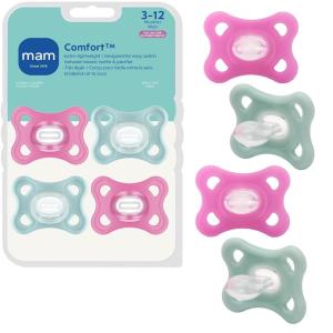 image:imageMAM Comfort Baby Pacifiers 312 Months Babies Lightweight OnePiece Full Silicone Binky BPAFree Nipple Easy to Clean Pacifier Best for Breastfed Babies 2 Count Sterilizer Case Made in EuropeMistyroseVanilla
