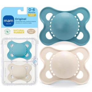 image:imageMAM Original Latex Baby Pacifier 616 Months Binky for Newborn Babies BPAFree Skin Soft Silicone Nipple Easy to Clean Developed with Medical Experts 2 Count With Sterilizer Case Made in EuropeBlue TealCotton