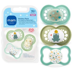 image:imagePacifier 16 Months Variety Pack 1 Original 1 Air  1 Night Pacifier Unisex 3CountPeppermint GreenPale Mint
