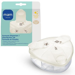 image:imageMAM Baby Formula Dispenser  Spill Proof Travel Milk Formula Container with 3 Compartments 14oz  40g Each Also Fits Bottle Nipples Snacks Pacifiers Dishwasher Safe Made in Europe