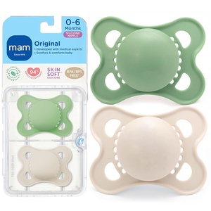 image:imageMAM Original Matte Baby Pacifiers 06 Months Binky for Newborn Babies BPAFree Skin Soft Silicone Nipple Easy to Clean Developed with Medical Experts 2 Pack with Sterilizer Case Made in EuropePeppermint GreenCotton 1